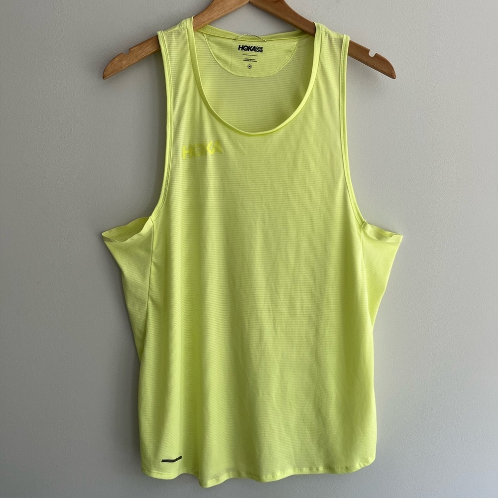 HOKA Neon Yellow Athletic Tank size M